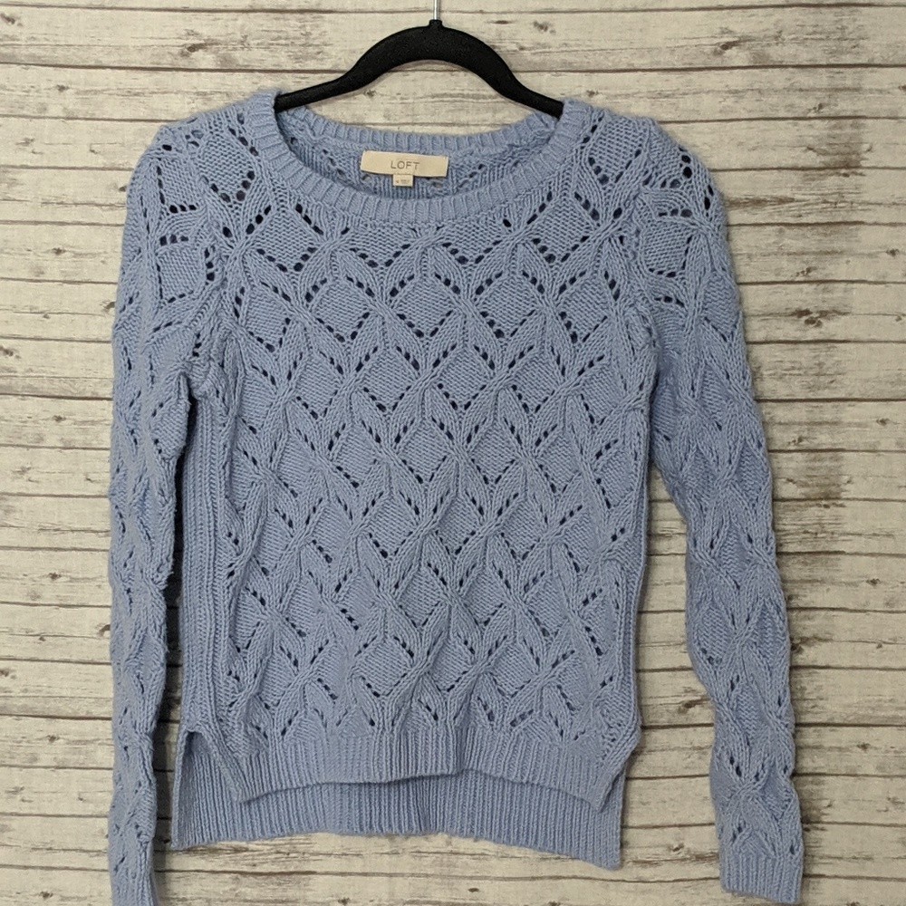 The Loft loose knit baby blue sweater women's SZ:M